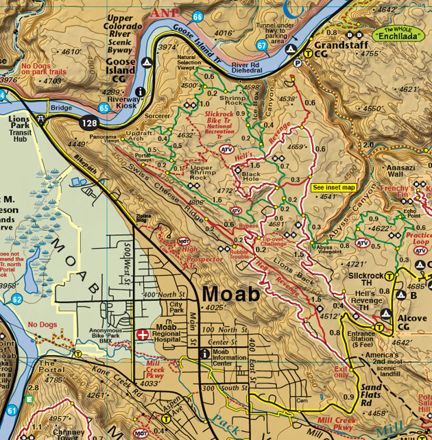 Moab Singletrack | Utah Recreation Topo Map | Latitude 40° maps