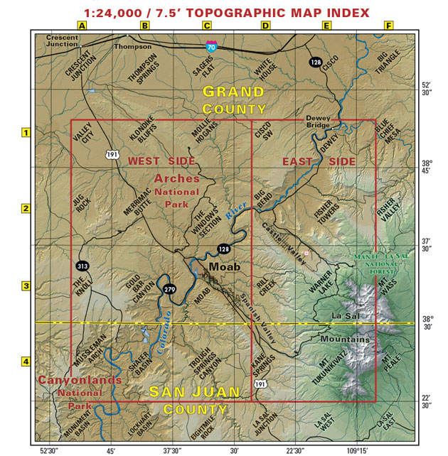 Classic Moab Trails Utah Recreation Topo Map Latitude 40 Maps   Classic Moab Locator 