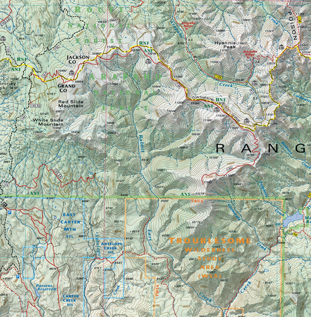 Steamboat - Routt National Forest Trails Topo Map | Latitude 40° maps