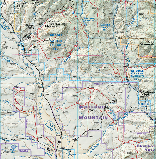 Steamboat - Routt National Forest Trails Topo Map | Latitude 40° maps